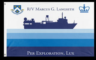 A mockup of the custom flag 'LDEO MGL Expedition Flag' on a white background