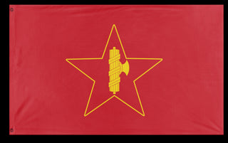 A mockup of the custom flag 'Socialist sicilian fasces' on a white background