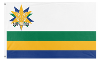A mockup of the custom flag 'State of Superior State Flag' on a white background