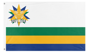 A mockup of the custom flag 'State of Superior State Flag' on a white background