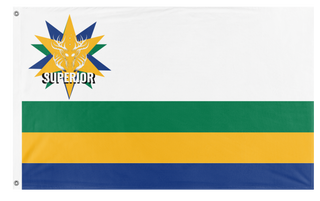 A mockup of the custom flag 'State of Superior State Flag' on a white background