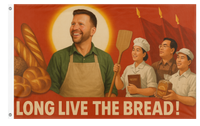 A mockup of the custom flag 'EZPeoplesBreadRepublic flag' on a white background