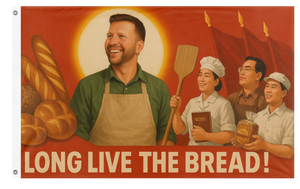 A mockup of the custom flag 'EZPeoplesBreadRepublic flag' on a white background