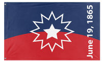 A mockup of the custom flag 'Juneteenth flag' on a white background