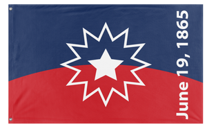 A mockup of the custom flag 'Juneteenth flag' on a white background