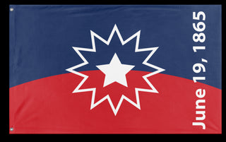 A mockup of the custom flag 'Juneteenth flag' on a white background