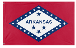 A mockup of the custom flag 'Arkansas State Flag' on a white background