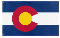 A mockup of the custom flag 'Colorado State Flag' on a white background