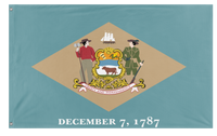 A mockup of the custom flag 'Delaware State Flag' on a white background