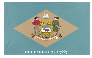 A mockup of the custom flag 'Delaware State Flag' on a white background