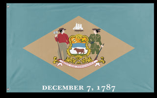 A mockup of the custom flag 'Delaware State Flag' on a white background