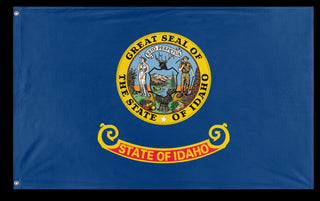 A mockup of the custom flag 'Idaho State Flag' on a white background