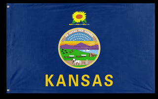 A mockup of the custom flag 'Kansas State Flag' on a white background
