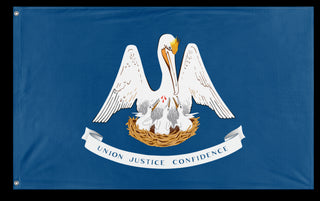 A mockup of the custom flag 'Louisiana State Flag' on a white background