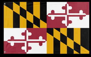 A mockup of the custom flag 'Maryland State Flag' on a white background