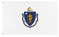 A mockup of the custom flag 'Massachusetts State Flag' on a white background