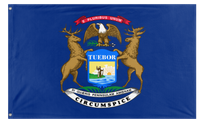 A mockup of the custom flag 'Michigan State Flag' on a white background