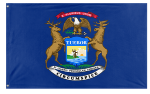 A mockup of the custom flag 'Michigan State Flag' on a white background