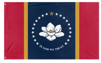 A mockup of the custom flag 'Mississippi State Flag' on a white background