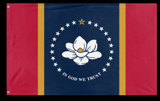 A mockup of the custom flag 'Mississippi State Flag' on a white background