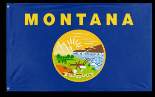 A mockup of the custom flag 'Montana State Flag' on a white background
