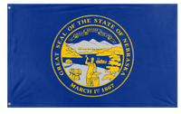 A mockup of the custom flag 'Nebraska State Flag' on a white background