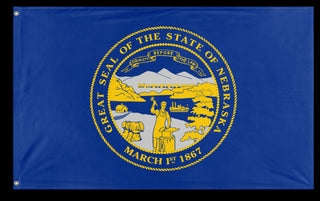 A mockup of the custom flag 'Nebraska State Flag' on a white background