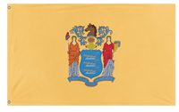 A mockup of the custom flag 'New Jersey State Flag' on a white background