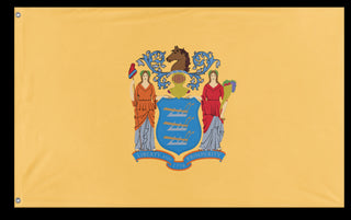 A mockup of the custom flag 'New Jersey State Flag' on a white background