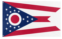 A mockup of the custom flag 'Ohio State Flag' on a white background