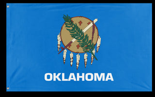 A mockup of the custom flag 'Oklahoma State Flag' on a white background