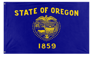 A mockup of the custom flag 'Oregon State Flag' on a white background