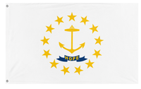 A mockup of the custom flag 'Rhode Island State Flag' on a white background