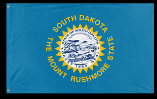 A mockup of the custom flag 'South Dakota State Flag' on a white background