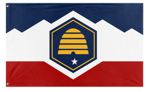 A mockup of the custom flag 'Utah State Flag' on a white background