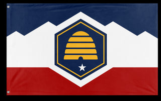 A mockup of the custom flag 'Utah State Flag' on a white background