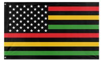 A mockup of the custom flag 'African American Flag' on a white background