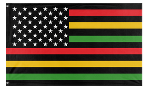 A mockup of the custom flag 'African American Flag' on a white background