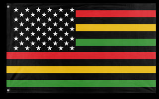 A mockup of the custom flag 'African American Flag' on a white background