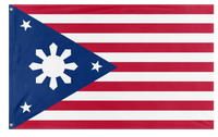 A mockup of the custom flag 'Filipino American Heritage Flag' on a white background