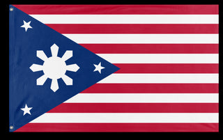 A mockup of the custom flag 'Filipino American Heritage Flag' on a white background