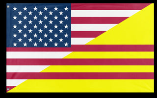 A mockup of the custom flag 'Vietnamese American Heritage Flag' on a white background