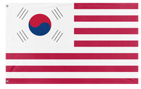 A mockup of the custom flag 'Korean American Heritage Flag' on a white background