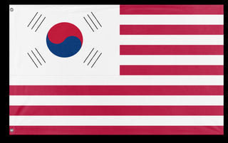 A mockup of the custom flag 'Korean American Heritage Flag' on a white background