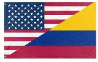 A mockup of the custom flag 'Colombian American Heritage Flag' on a white background