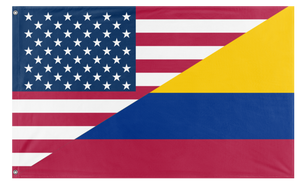 A mockup of the custom flag 'Colombian American Heritage Flag' on a white background