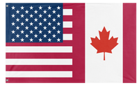 A mockup of the custom flag 'Canadian American Heritage Flag' on a white background