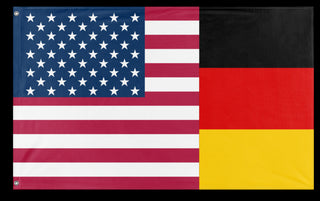 A mockup of the custom flag 'German American Heritage Flag' on a white background