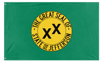 A mockup of the custom flag 'State of Jefferson flag' on a white background