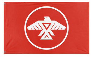 A mockup of the custom flag 'Anishinaabe First Nations Flag' on a white background